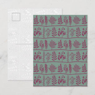 Small Plants Herbarium Botanical Sage and Berry Holiday Postcard