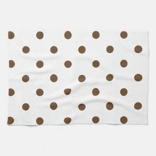 Small Polka Dots - Dark Brown on White Tea Towel