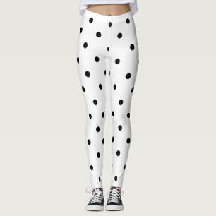 Small Polka Dots Pattern: Black & White Leggings