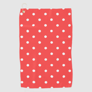 Small Polka Dots Pattern: Coral Pink Golf Towel