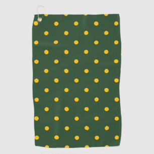 Small Polka Dots Pattern: Green & Yellow Golf Towel