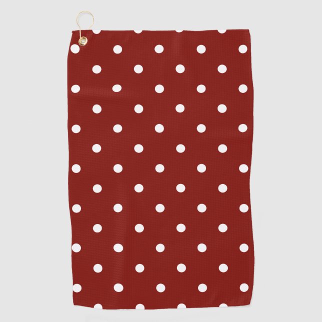 Small Polka Dots Pattern: Maroon Golf Towel (Front)