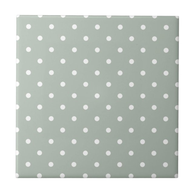 Small Polka Dots Pattern: Sage Green Tile (Front)