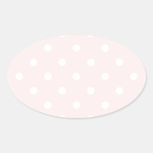 Small Polka Dots - White on Pale Pink Oval Sticker