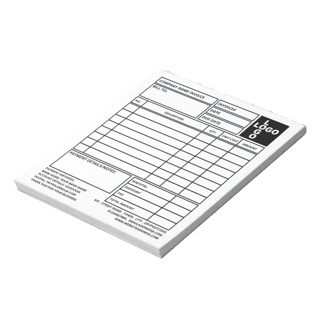 Small Pro-Logo Business Invoice/Quotation Notepad | Zazzle