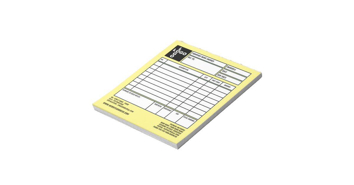 Small Pro-Logo Company Invoice/Quotation Notepad | Zazzle