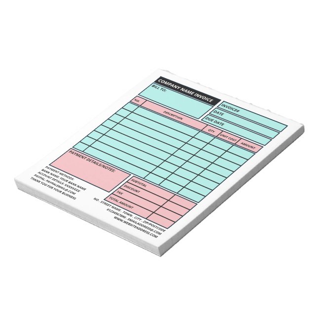 Small Professional Business Invoice/Quotation Notepad (Rotated)