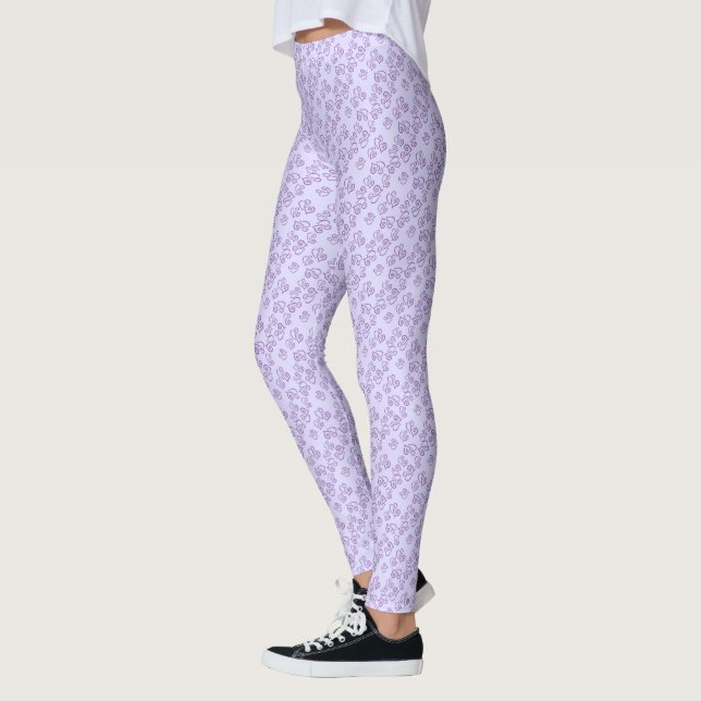 Small Purple Hearts Pattern Over Pastel Purple Leggings (Left)