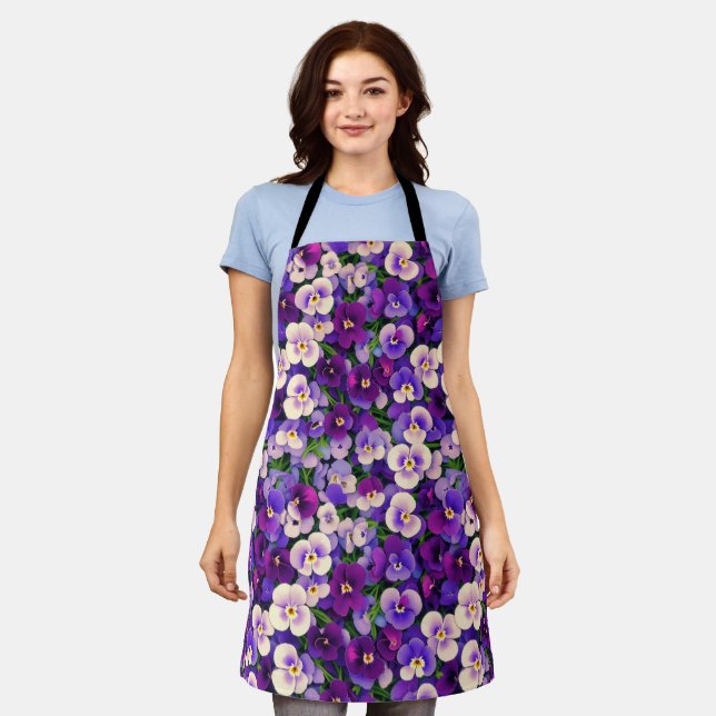 Small Purple Pansies Apron (Worn)