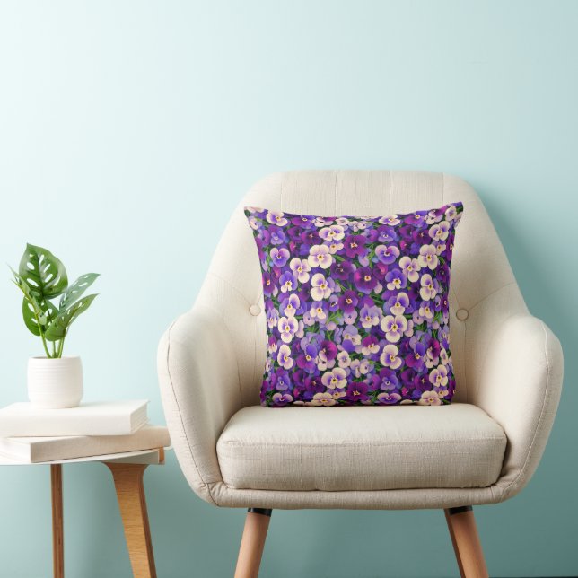 Small Purple Pansies Cushion (Chair)