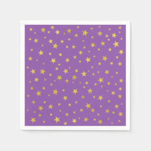 Small Random Star Pattern   Purple and Gold Napkin