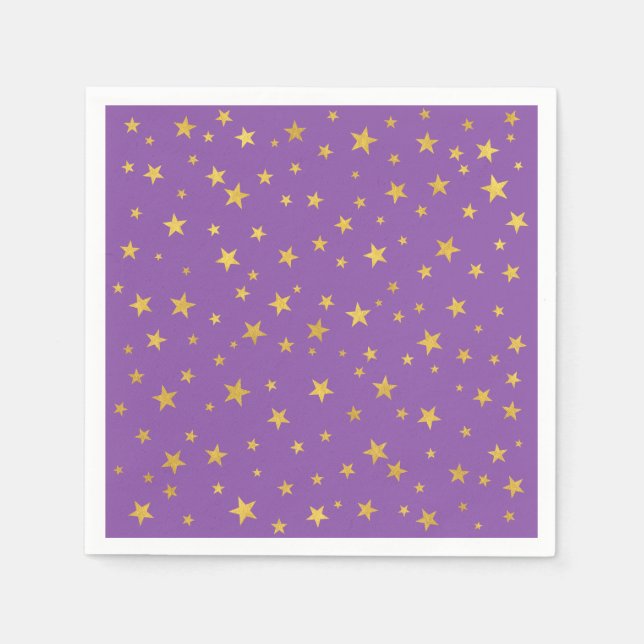 Small Random Star Pattern | Purple and Gold Napkin (Front)