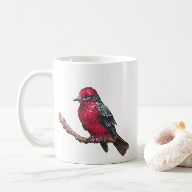 Small red bird coffee mug (With Donut)