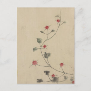 Small Red Blossoms on a Vine by Hokusai Postcard
