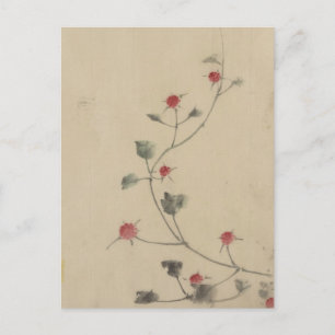 Small Red Blossoms on a Vine by Hokusai Postcard