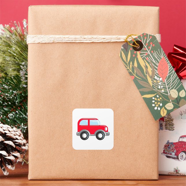 Small Red Car Square Sticker (Creator Uploaded)