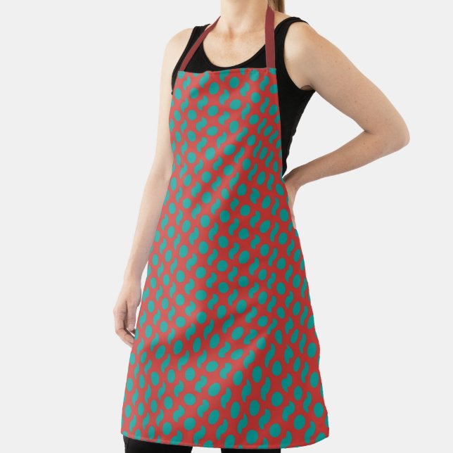 Small Red Green Pattern  All-Over Print Apron (Insitu)