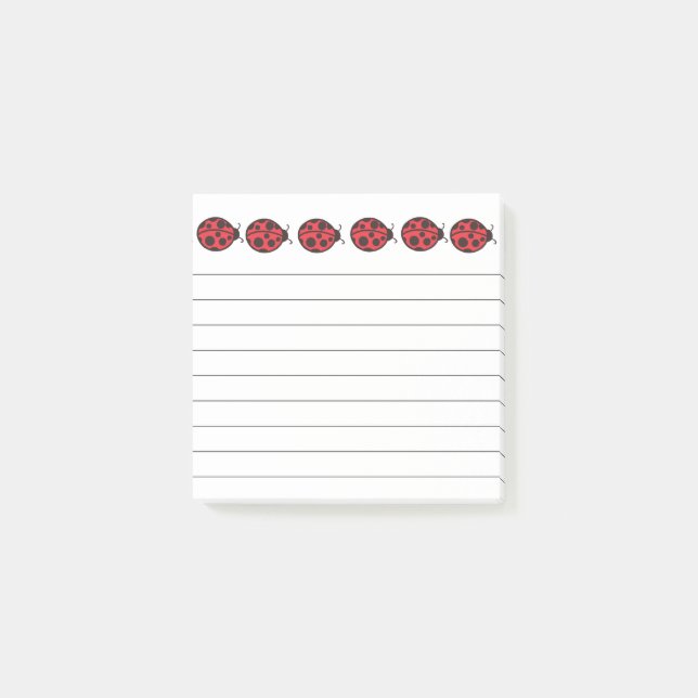  Small Red Ladybugs Post It Notes (Front)