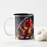 Small Red-Scaled Dragon Mug - Mythical Fantasy Dri