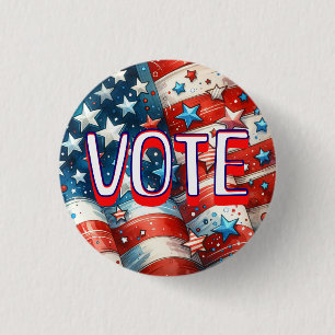 Small Red, White and Blue Patriotic Vote 3 Cm Round Badge