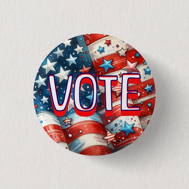 Small Red, White and Blue Patriotic Vote  3 Cm Round Badge (Front)