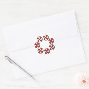 Small Red & White Peppermint Holiday Classic Round Sticker