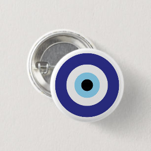 Small round Evil Eye Blue Mati symbol lucky charm 3 Cm Round Badge