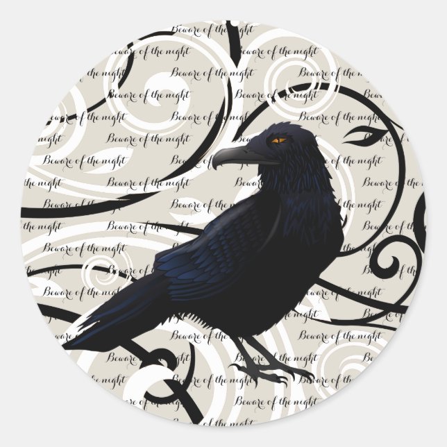 Small Round Sticker-Halloween Raven Classic Round Sticker (Front)