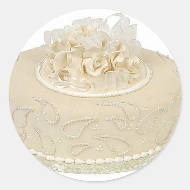 Small Round Wedding Cake Classic Round Sticker (Front)