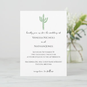 Small Sage Green Saguaro Cactus Wedding Invitation