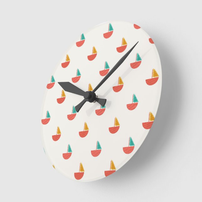 Small sailboat patterned wall clock  (Angle)