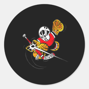 Small Saves Cartoon Hockey Goalie Action Save Classic Round Sticker