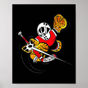 Small Saves Cartoon Hockey Goalie Action Save Poster