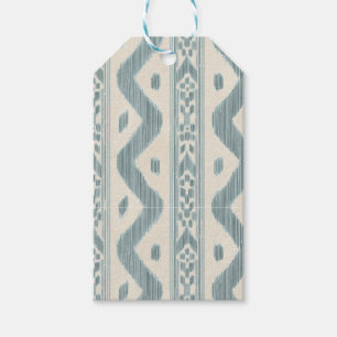 Small Scale Blue Green Ikat on Cream Gift Tags