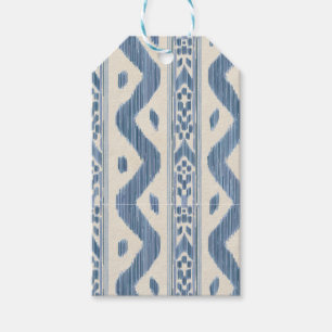 Small Scale Classic Blue Ikat on Cream Gift Tags