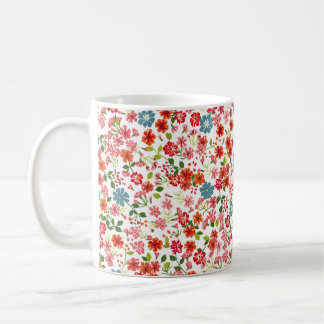 Small-scale flowers, calico style seamless backgro coffee mug