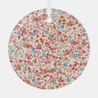 Small-scale flowers, calico style seamless backgro glass tree decoration