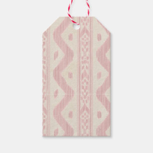 Small Scale Pink Ikat on Cream Gift Tags