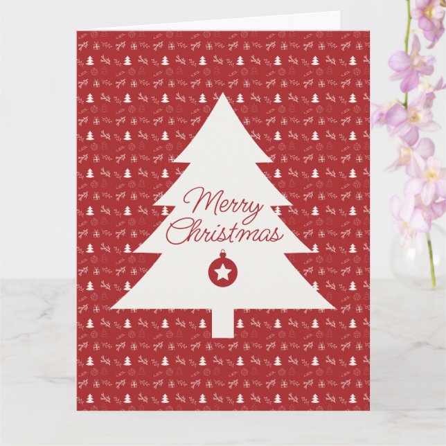 Small-Scale Red & White Christmas Card (Orchid)
