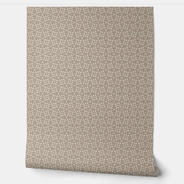 Small-Scale Taupe Abstract Geometric Mosaic Wallpaper (Unrolling)