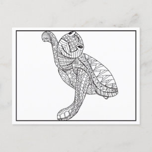 Small Sea Turtle Line Drawing Postcard