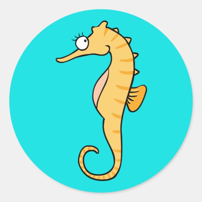 Small seahorse classic round sticker (Front)