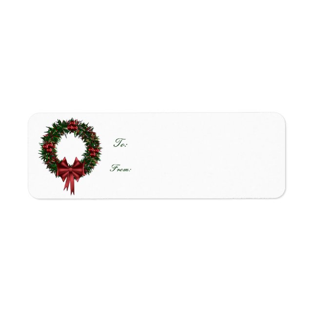 Small Self-Stick Wreath Gift Tag Labels (Front)