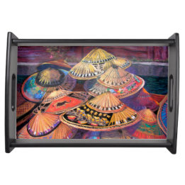 Small Serving Tray, Black of Thai Hats. Tray