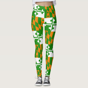 Small Shamrock Maryland Flag Leggings Yoga Pants