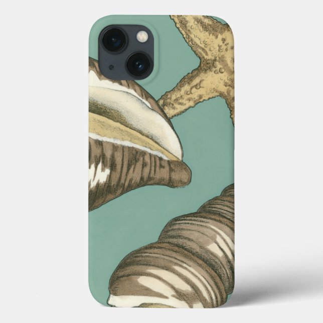 Small Shell Trio on Teal Case-Mate iPhone Case (Back)