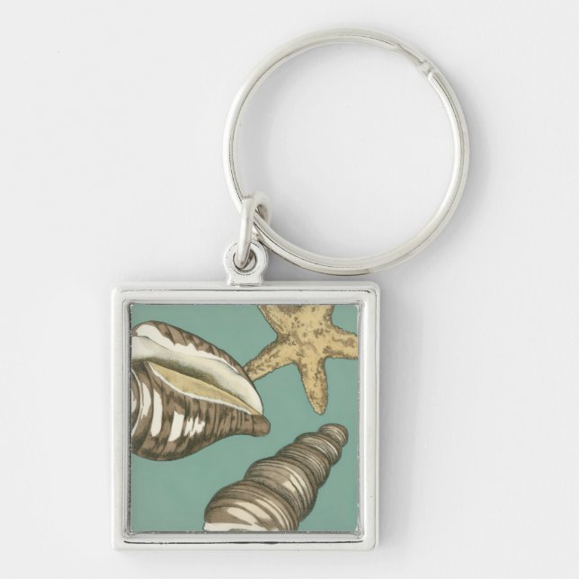 Small Shell Trio on Teal Key Ring (Front)