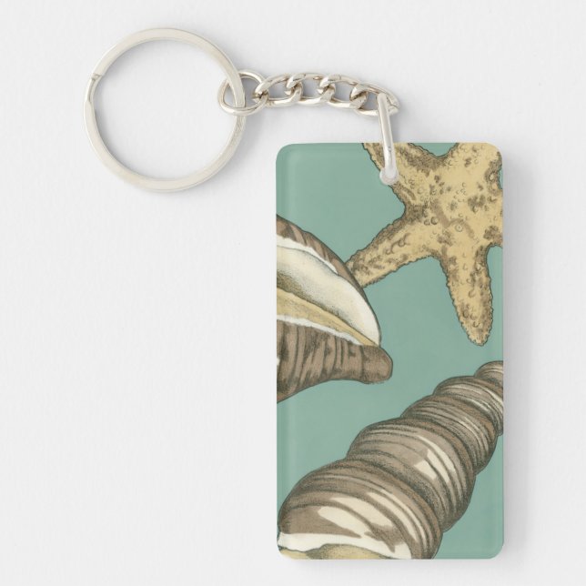 Small Shell Trio on Teal Key Ring (Front)