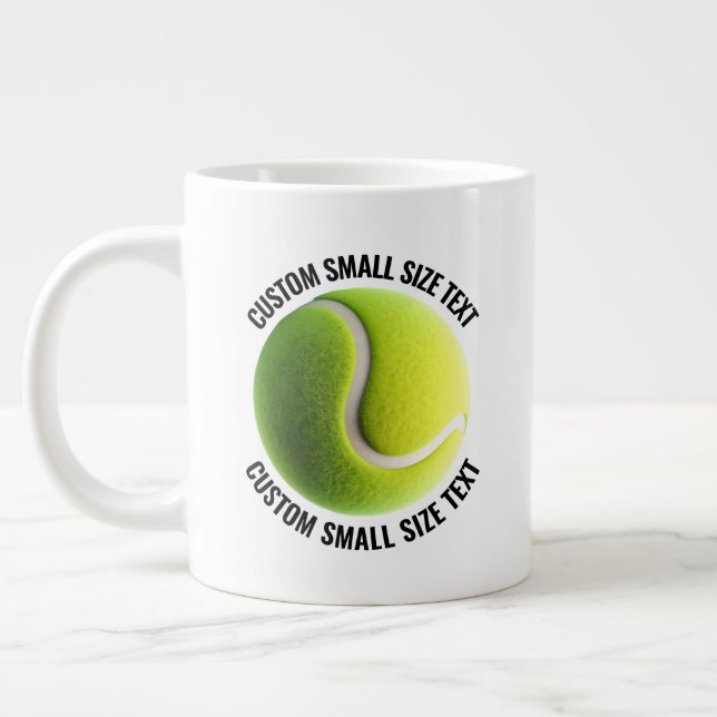 Small Size Personalised Text Tennis Ball Custom Large Coffee Mug (Left)