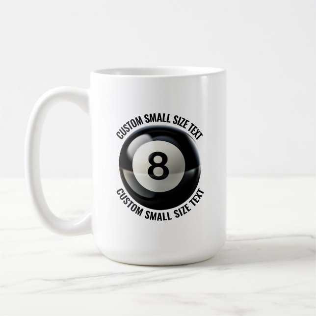 Small Size Text 15oz Personalised 8 Ball Mug (Left)
